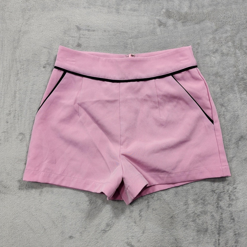 Forever 21 Shorts Women XS Pink Black Chino High Rise Dressy Slash Pocket Preppy